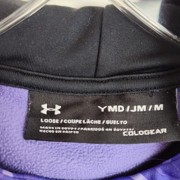 Under Armour Hoodie Sweatshirt Girls Youth M Loose Fit Purple Logo Pockets - Picture 8 of 10